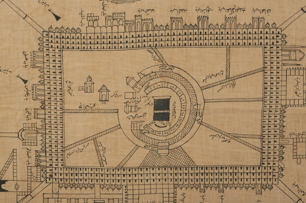 A MAP WITH AN AERIAL VIEW OF KA'BA